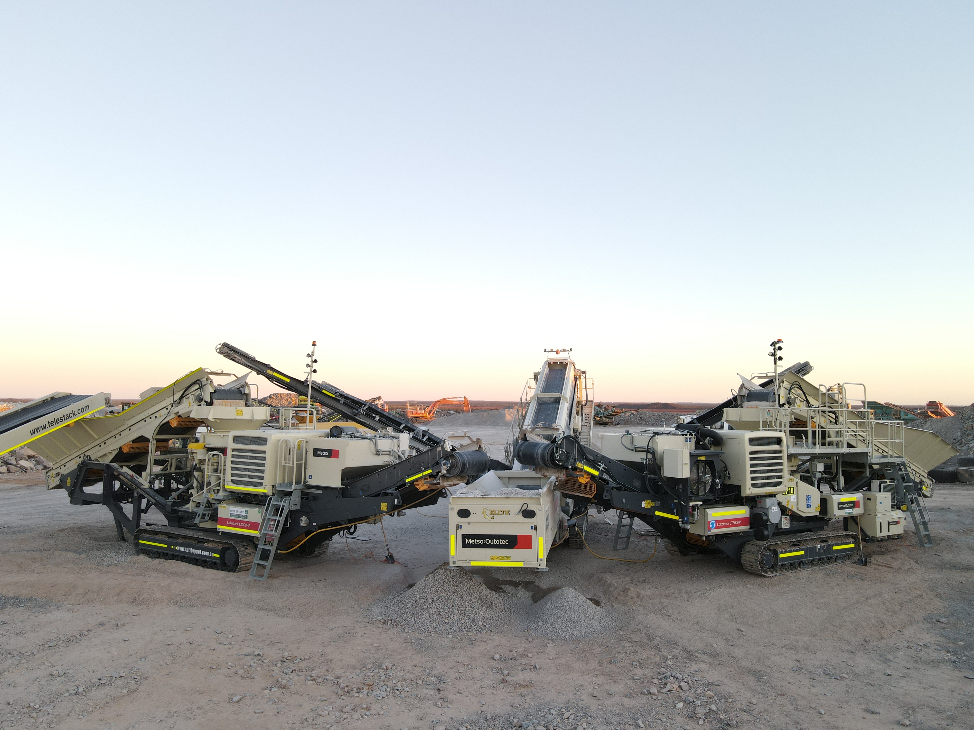 Aerial overview of an EMCCS mobile crushing operation on a Western Australia mine site